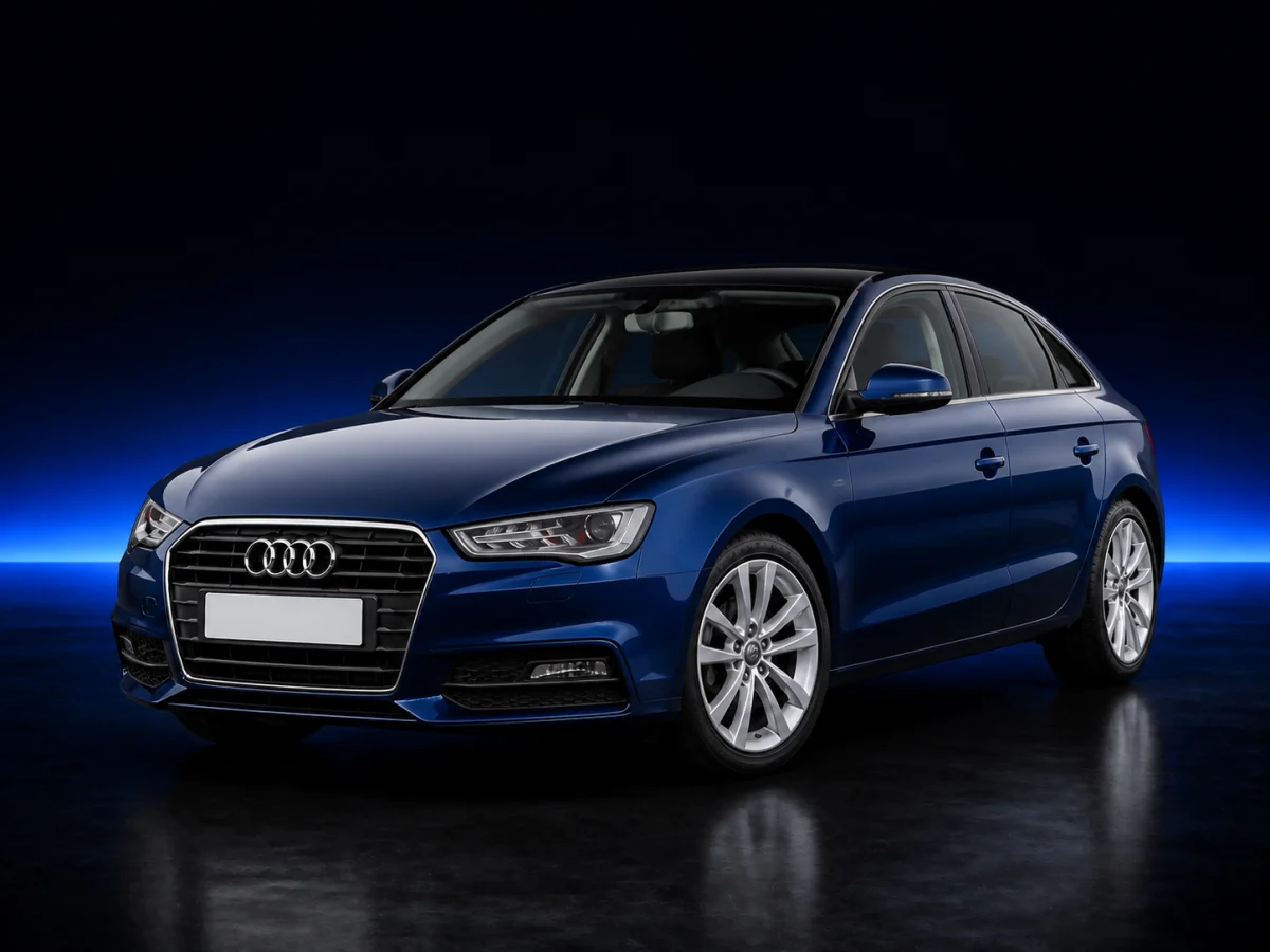 Blue Audi A5 8T Sportback viewed from the front three-quarter angle.