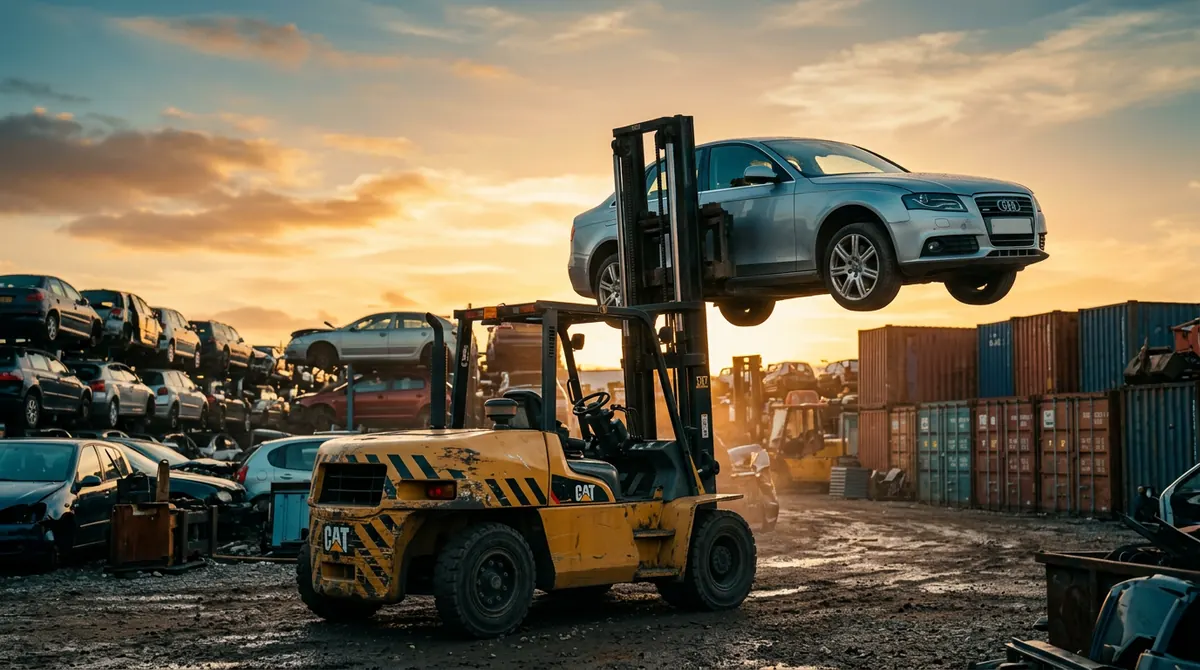 Vehicle parts stored at a UK automotive supplier yard
