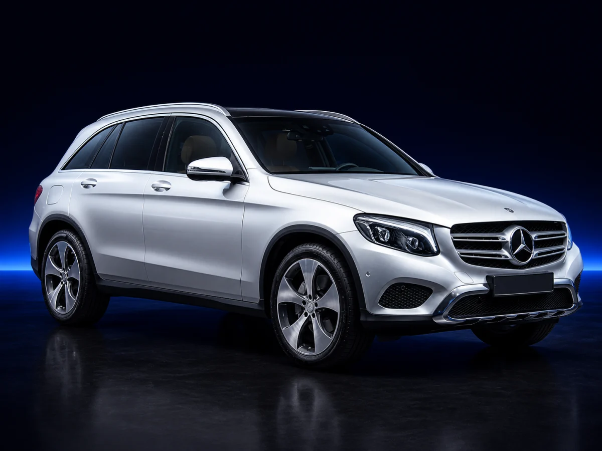Silver Mercedes-Benz GLC X253 GLC 250 4MATIC viewed from the front three-quarter angle.